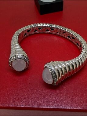 Authentic John Hardy Sterling Silver  Batu Bedeg Cuff diamonds Bracelet 75.9 G